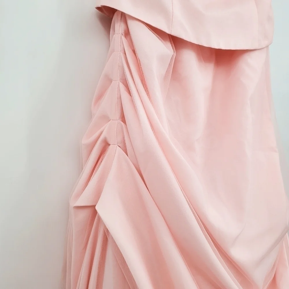 David's Bridal Pink Beaded Floor Lenght Gown